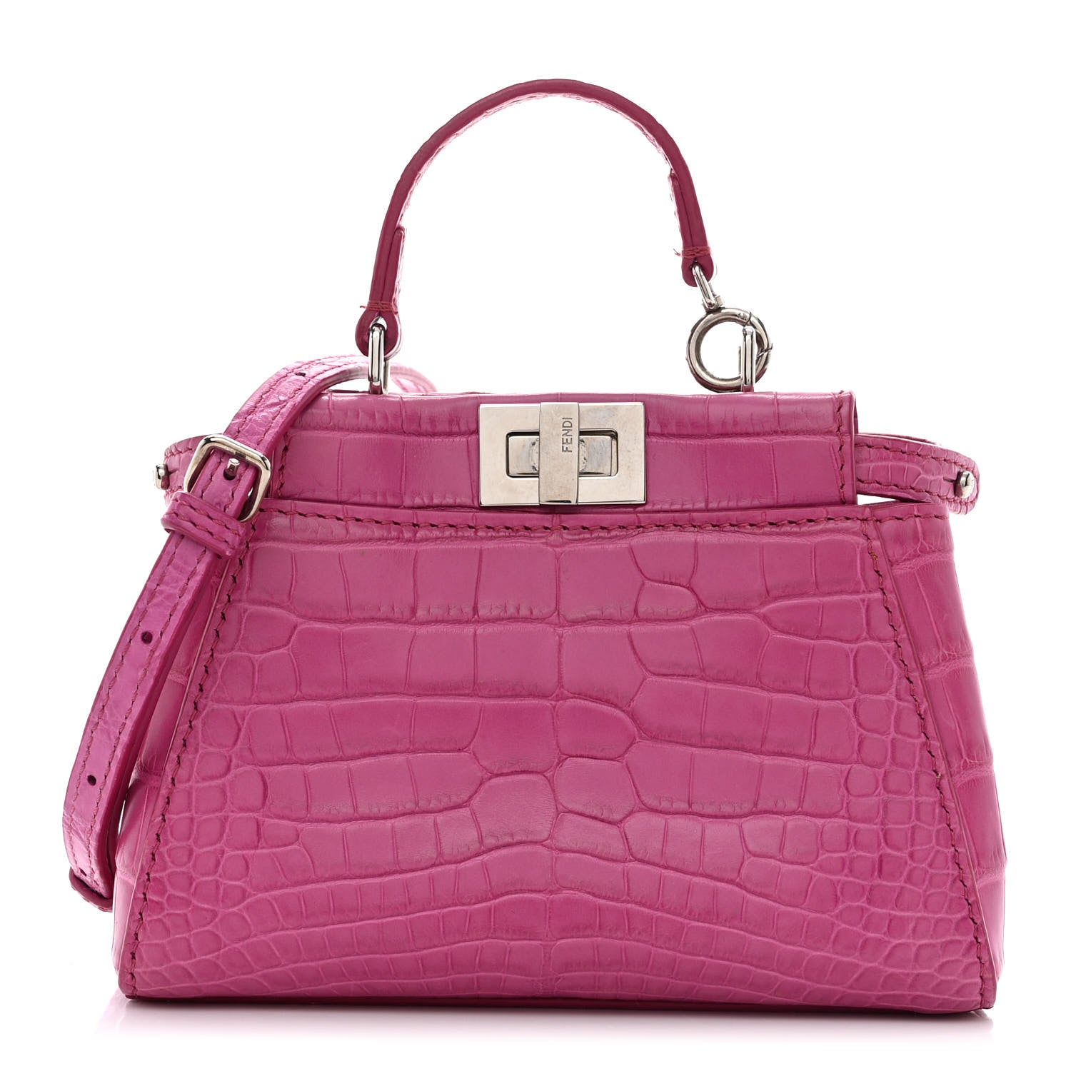 Fendi Shiny Alligator Shiny Nappa Micro Peekaboo Iconic Satchel Magenta 1 of 13