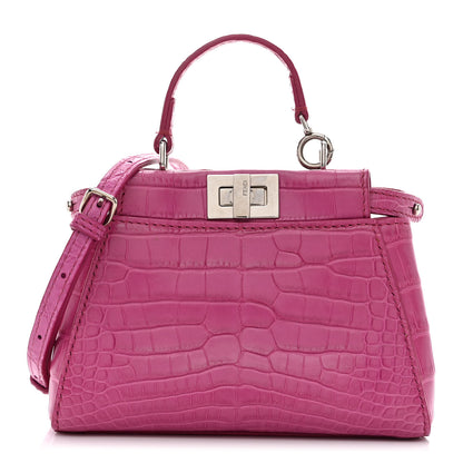 Fendi Shiny Alligator Shiny Nappa Micro Peekaboo Iconic Satchel Magenta 1 of 13