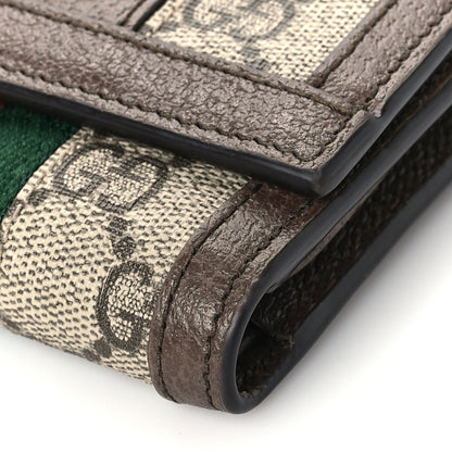 Gucci GG Supreme Monogram Web Ophidia French Flap Wallet Beige New Acero 8 of 8