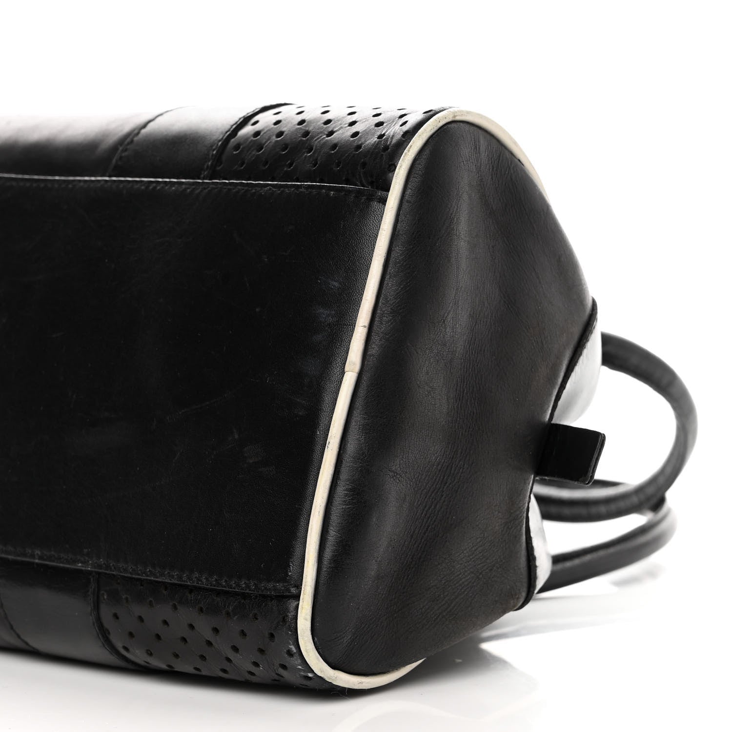 Prada Vitello Drive Perforated Bowling Bag Black 8 of 12