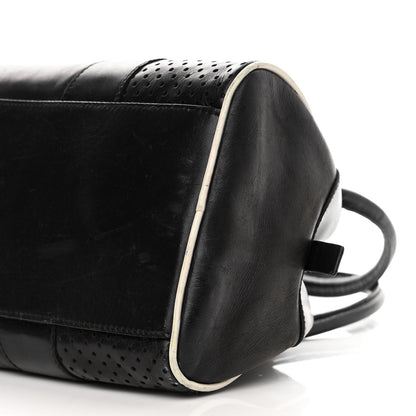 Prada Vitello Drive Perforated Bowling Bag Black 8 of 12