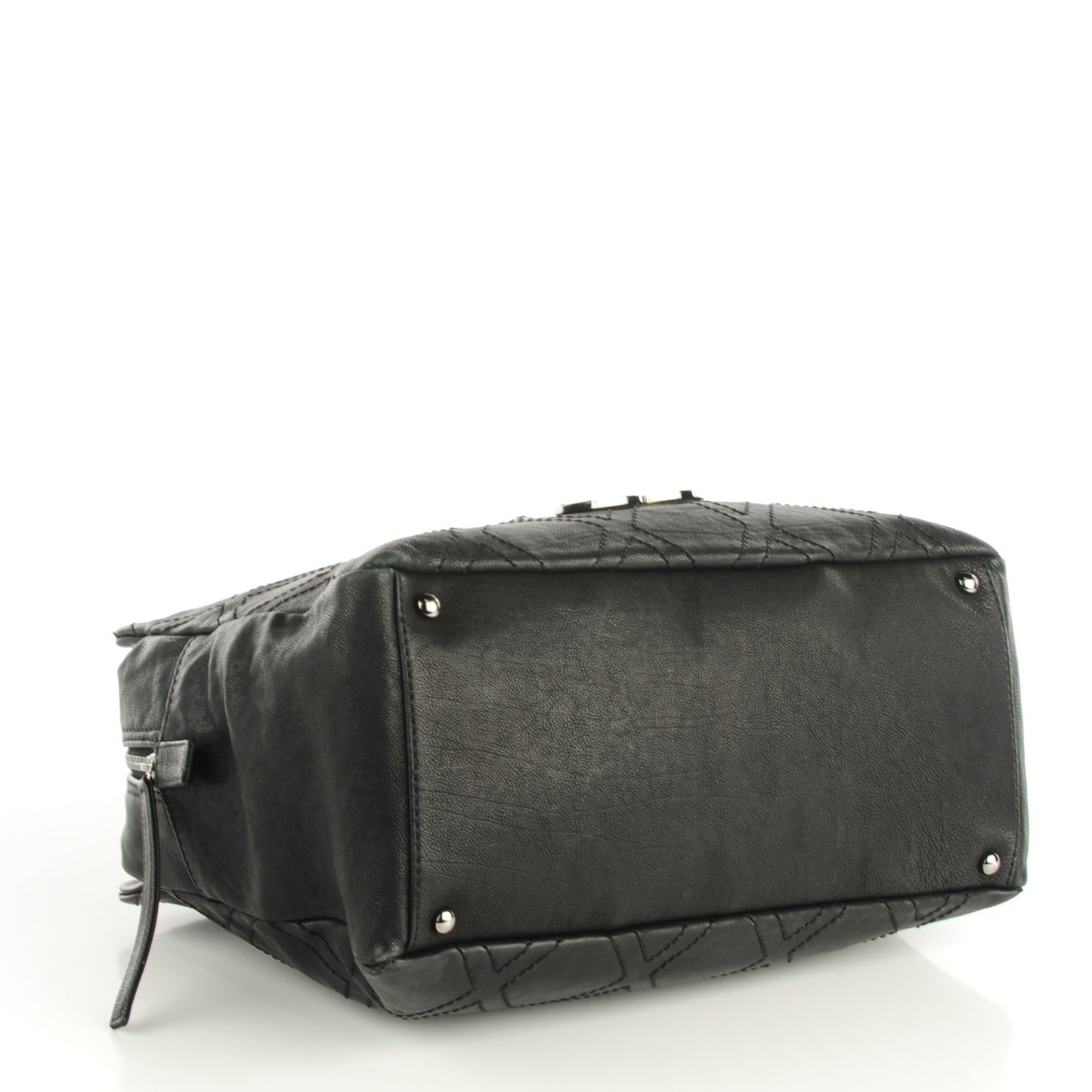Calfskin Large Diamond Stitch Tote Black