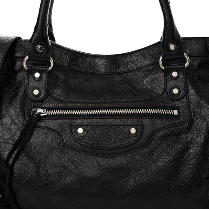 Balenciaga Agneau Arena Silver Hardware Medium Le City Black 8 of 12