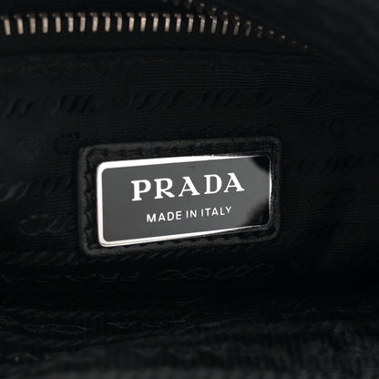 Prada Vitello Daino Triangle Logo Embossed Shoulder Bag Black 6 of 10
