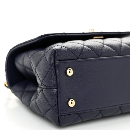 Chanel Caviar Quilted Mini Coco Handle Flap Navy Blue 9 of 10