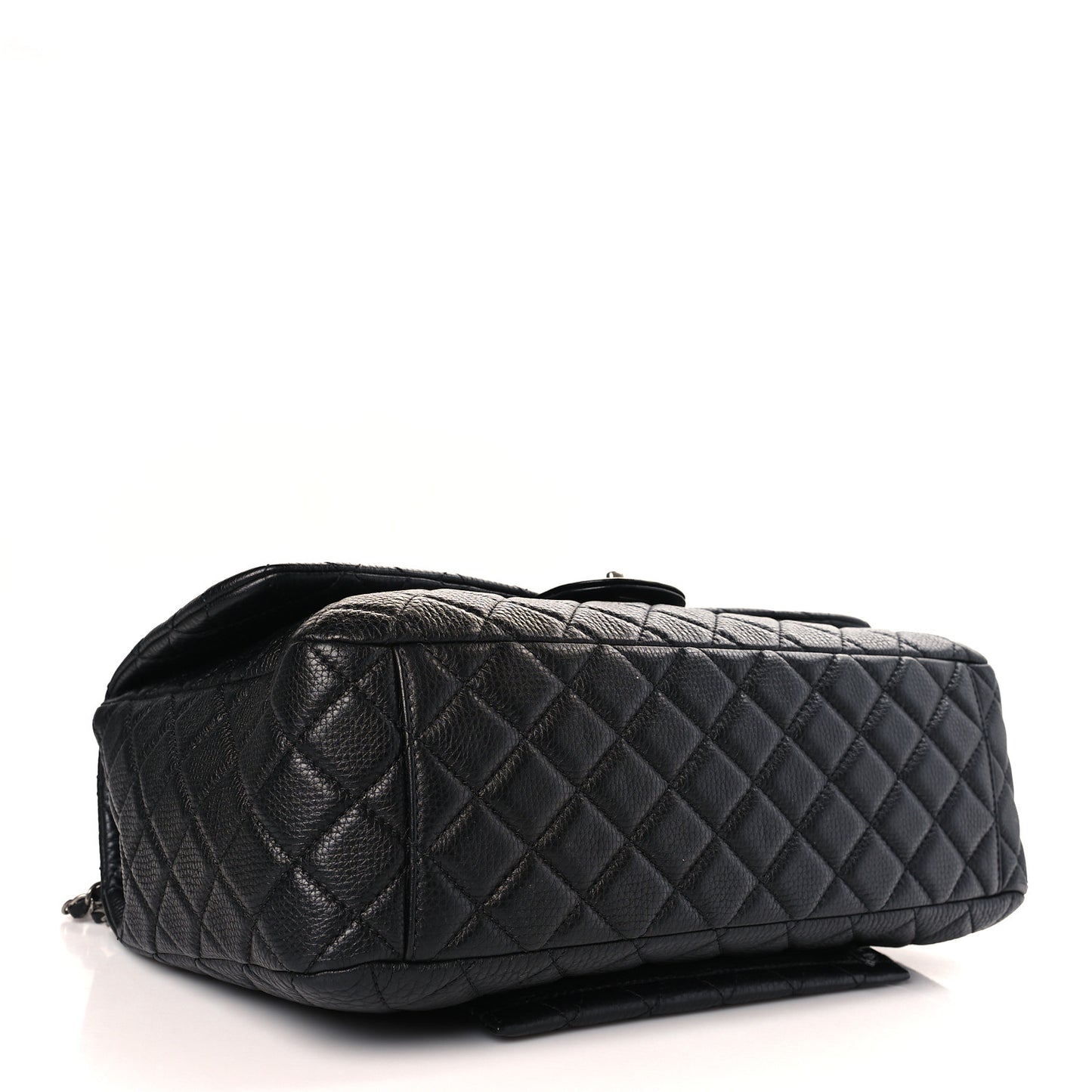 Grained Calfskin Quilted Small XXL Travel Flap Bag Black