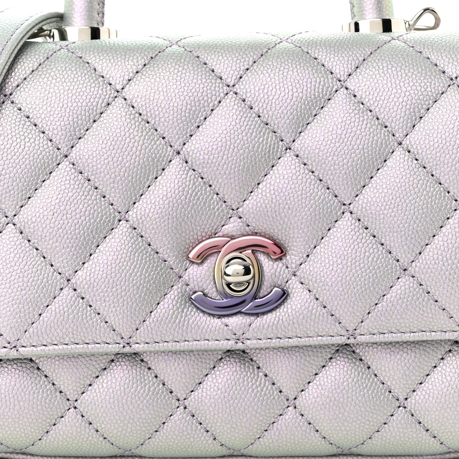 Chanel Iridescent Caviar Quilted Extra Mini Coco Handle Flap Purple 8 of 11