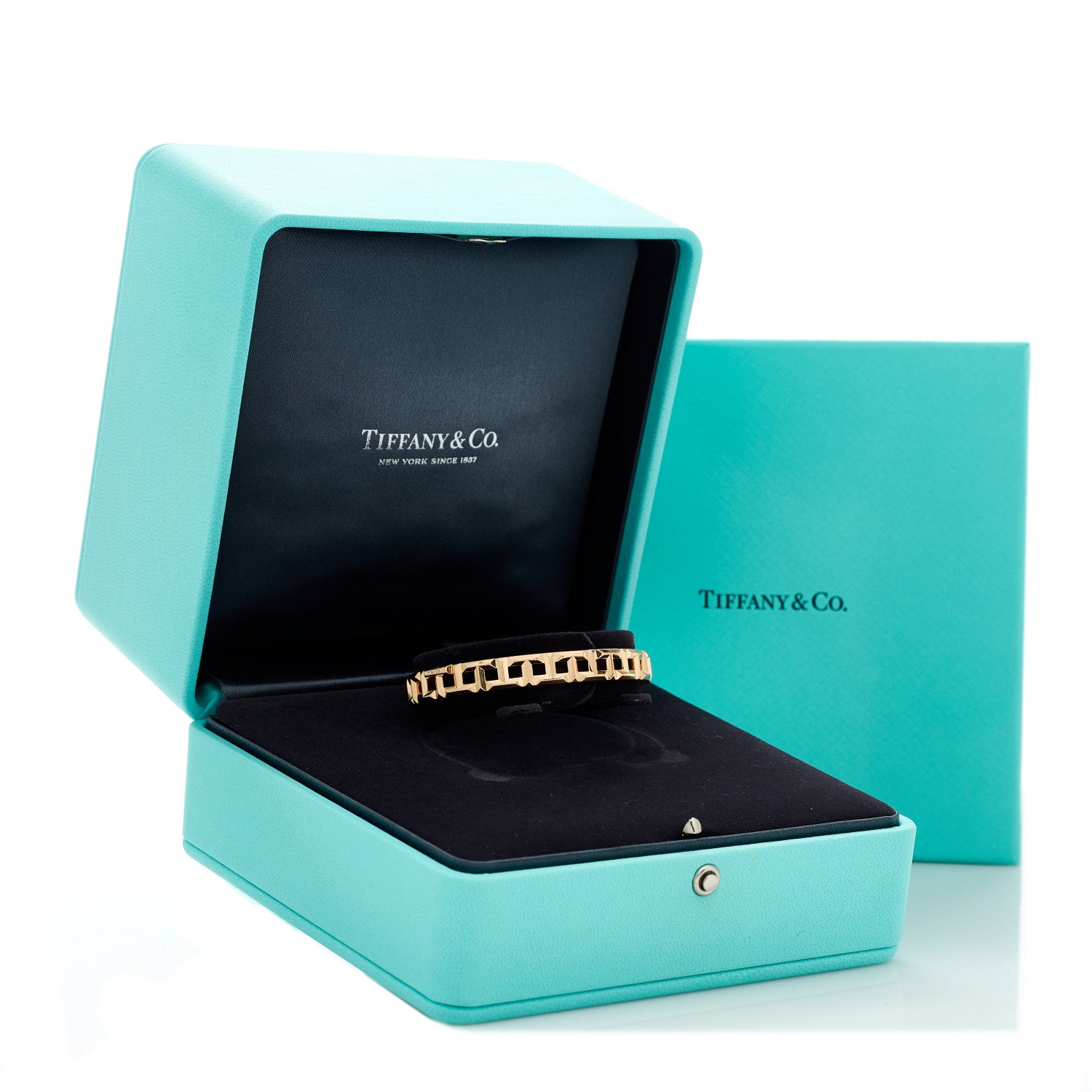 Tiffany 18K Rose Gold Narrow T True Hinged Bangle Bracelet 4 of 4