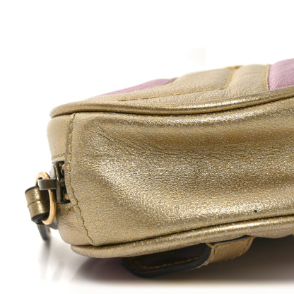 Gucci Metallic Nappa Matelasse Heart GG Marmont Belt Bag 85 34 Oro Vecchio Rosa 9 of 12