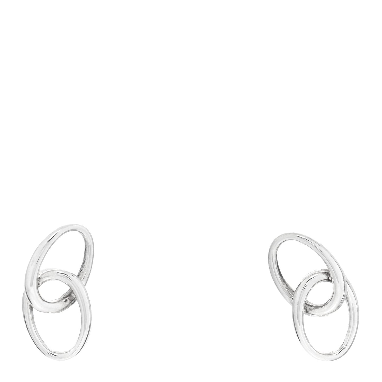 Sterling Silver Elsa Peretti Double Link Drop Clip On Earrings