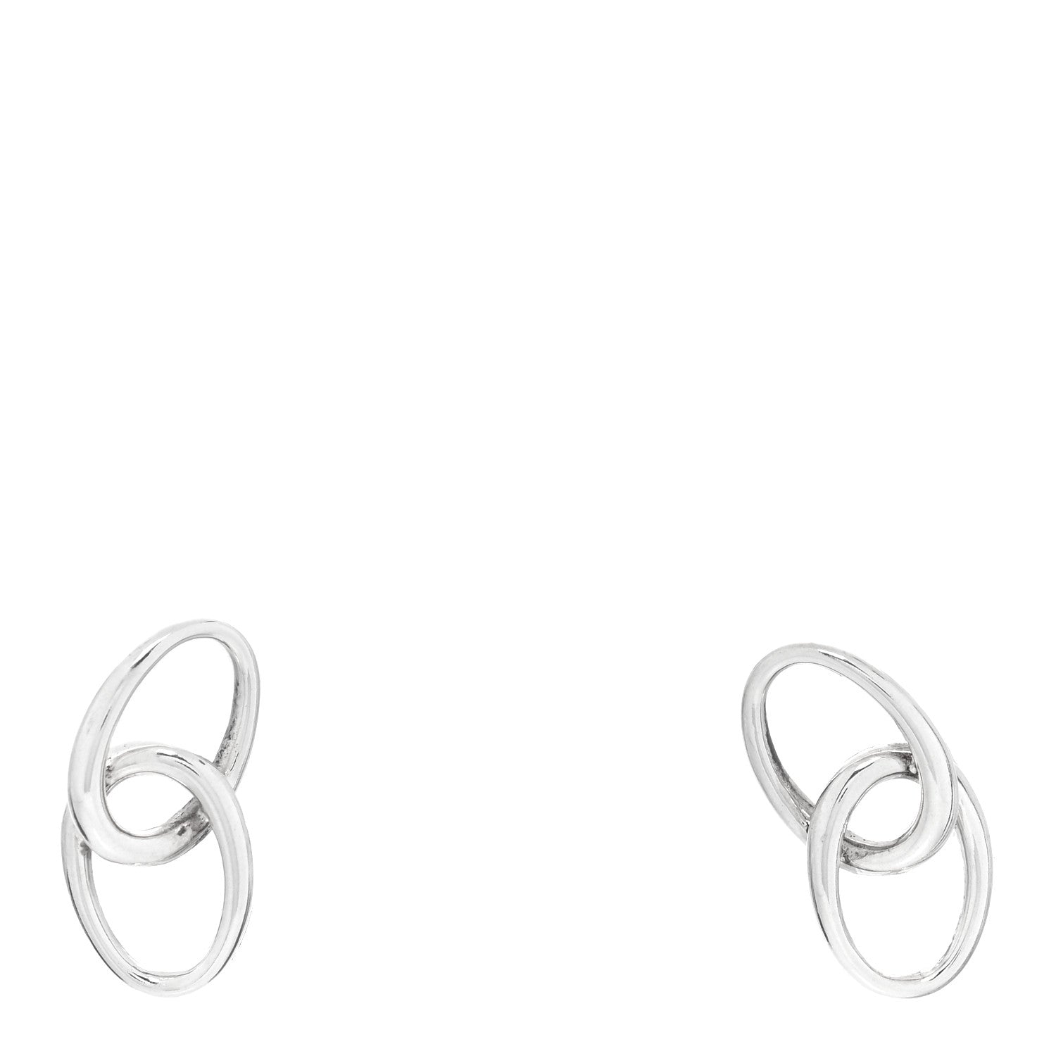 Tiffany Sterling Silver Elsa Peretti Double Link Drop Clip On Earrings 1 of 4