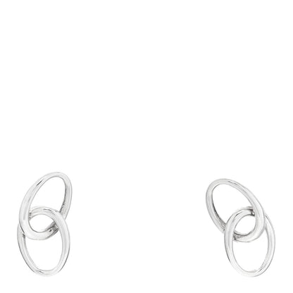 Tiffany Sterling Silver Elsa Peretti Double Link Drop Clip On Earrings 1 of 4