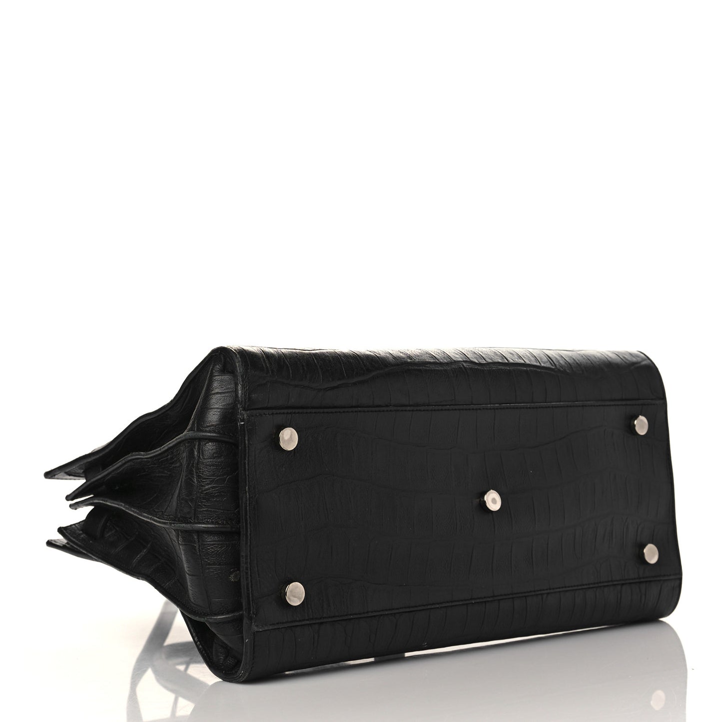 Calfskin Crocodile Embossed Small Sac de Jour Black