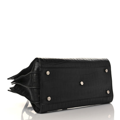 Saint Laurent Calfskin Crocodile Embossed Small Sac de Jour Black 4 of 11