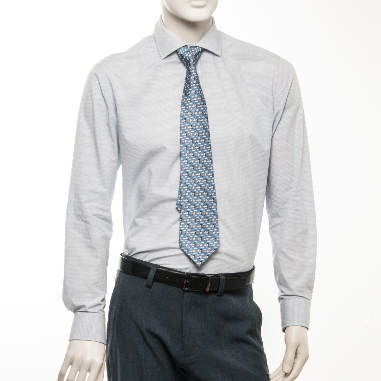 Printed Silk Mens Neck Tie Bleu