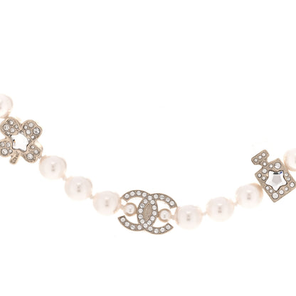 Chanel Pearl Crystal CC Short Charm Necklace Gold 4 of 6