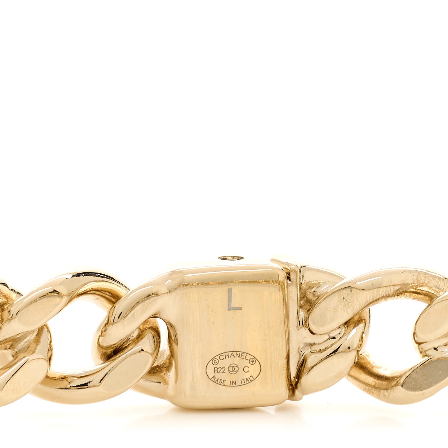 Metal CC Chain Link Choker Necklace L Gold