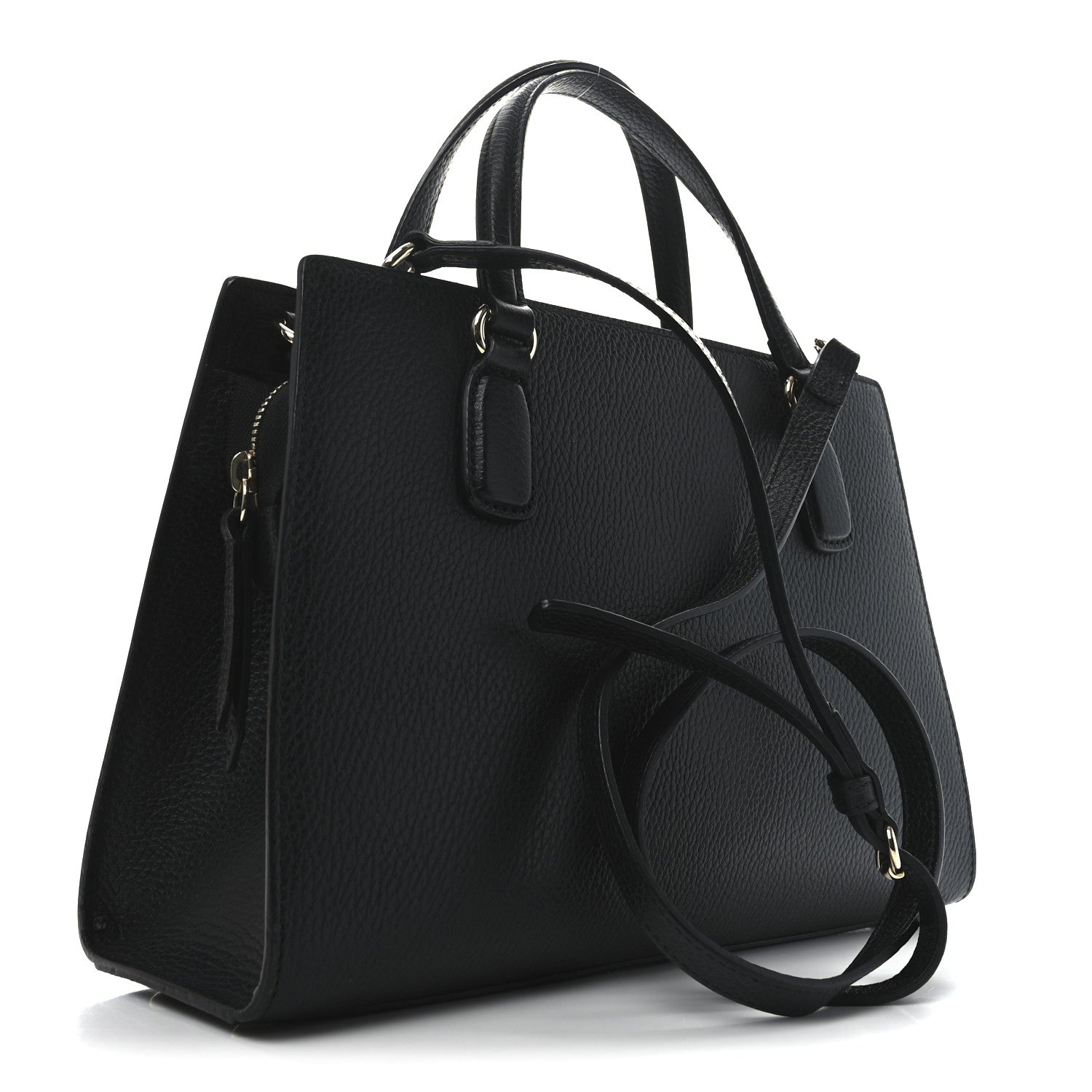 Gucci Pebbled Calfskin Medium Soho Top Handle Satchel Black 3 of 11