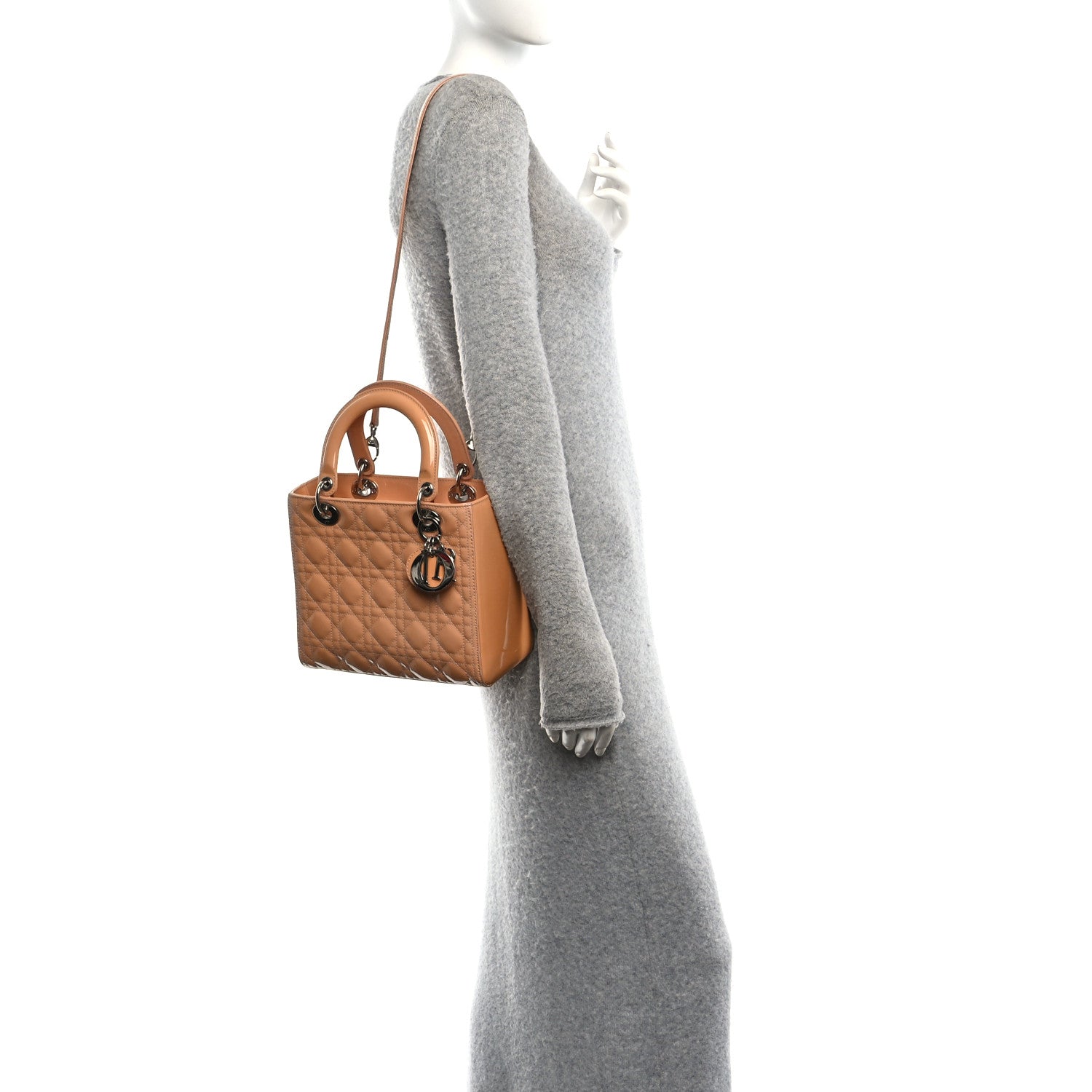 Christian Dior Patent Cannage Medium Lady Dior Beige 2 of 10