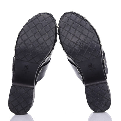 Chanel Calfskin CC Lucky Charms Studded Clogs 37 Black 6 of 10