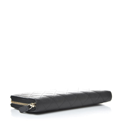 Chanel Caviar Quilted Large Zip Around Organizer Wallet Black 4 of 12
