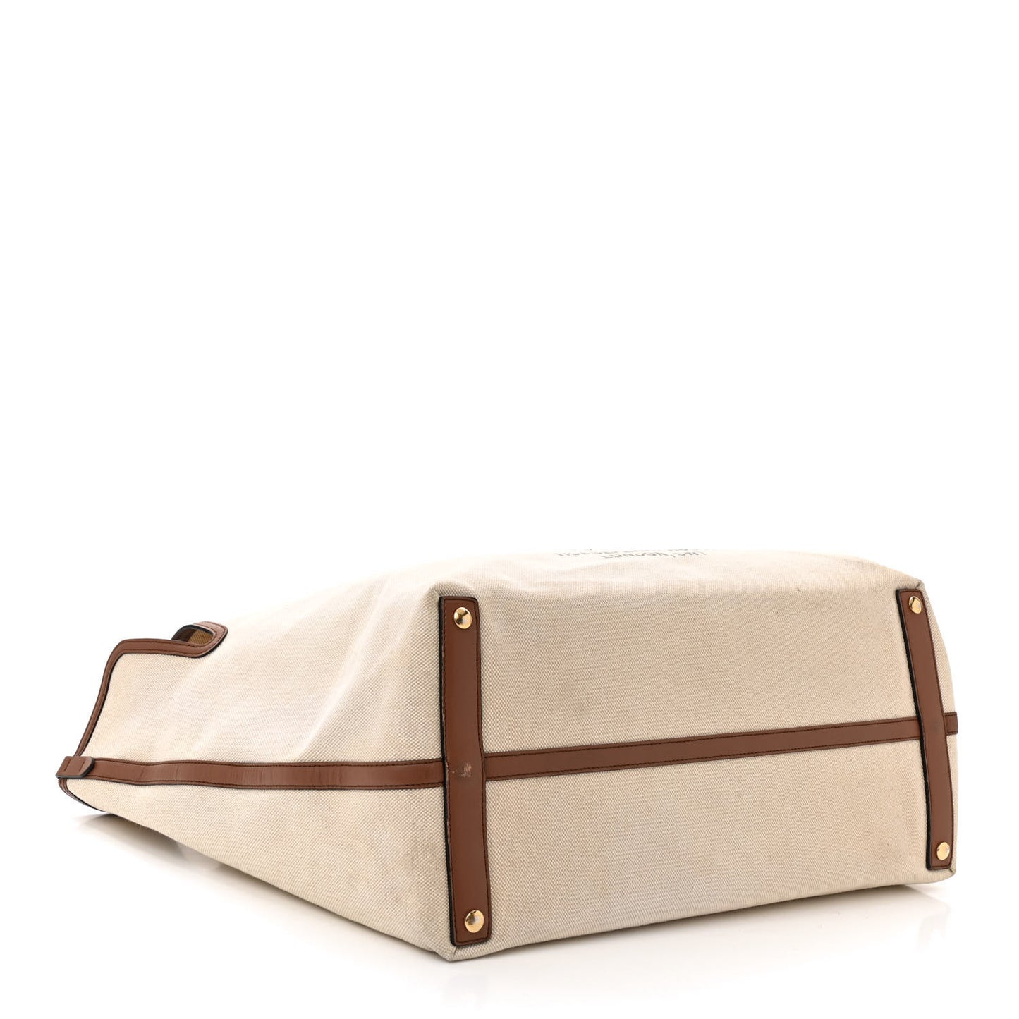 Cotton Canvas Calfskin Large Soft Belted Tote Bag Natural