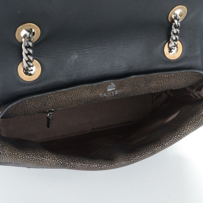 Lanvin Calfskin Galuchat Medium Happy Shoulder Bag Anthracite 5 of 7