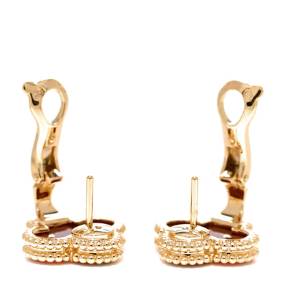 Van Cleef & Arpels 18K Yellow Gold Carnelian Vintage Alhambra Earrings 3 of 6
