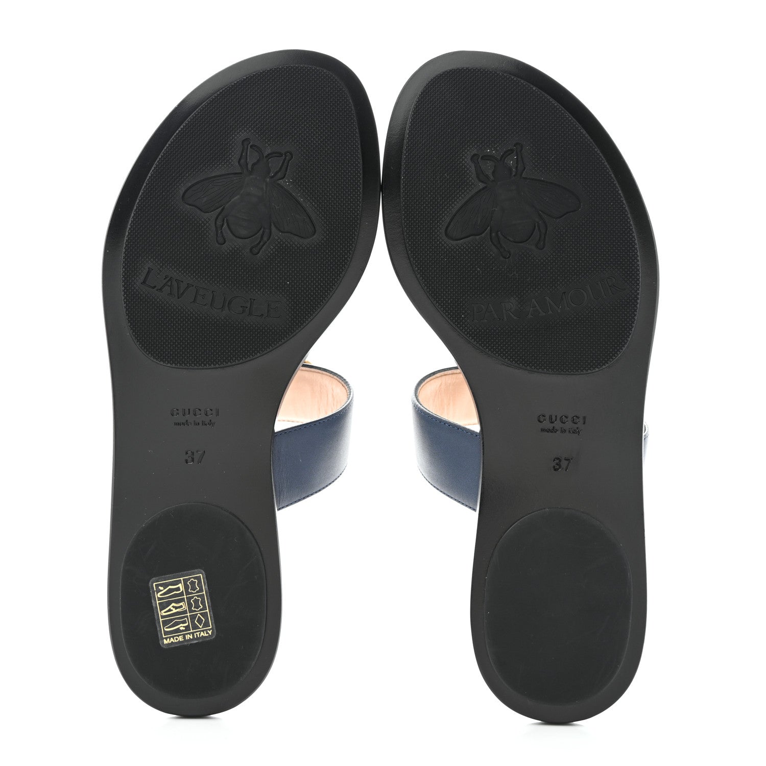 Gucci Calfskin GG Marmont Thong Sandals 37 Blue Agata 5 of 7