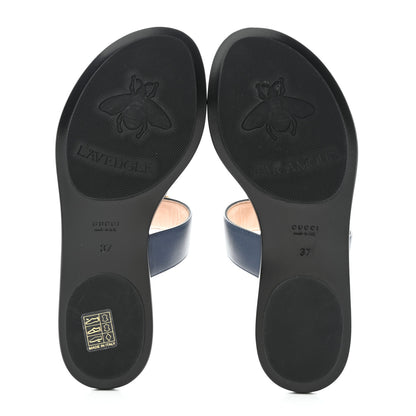 Gucci Calfskin GG Marmont Thong Sandals 37 Blue Agata 5 of 7