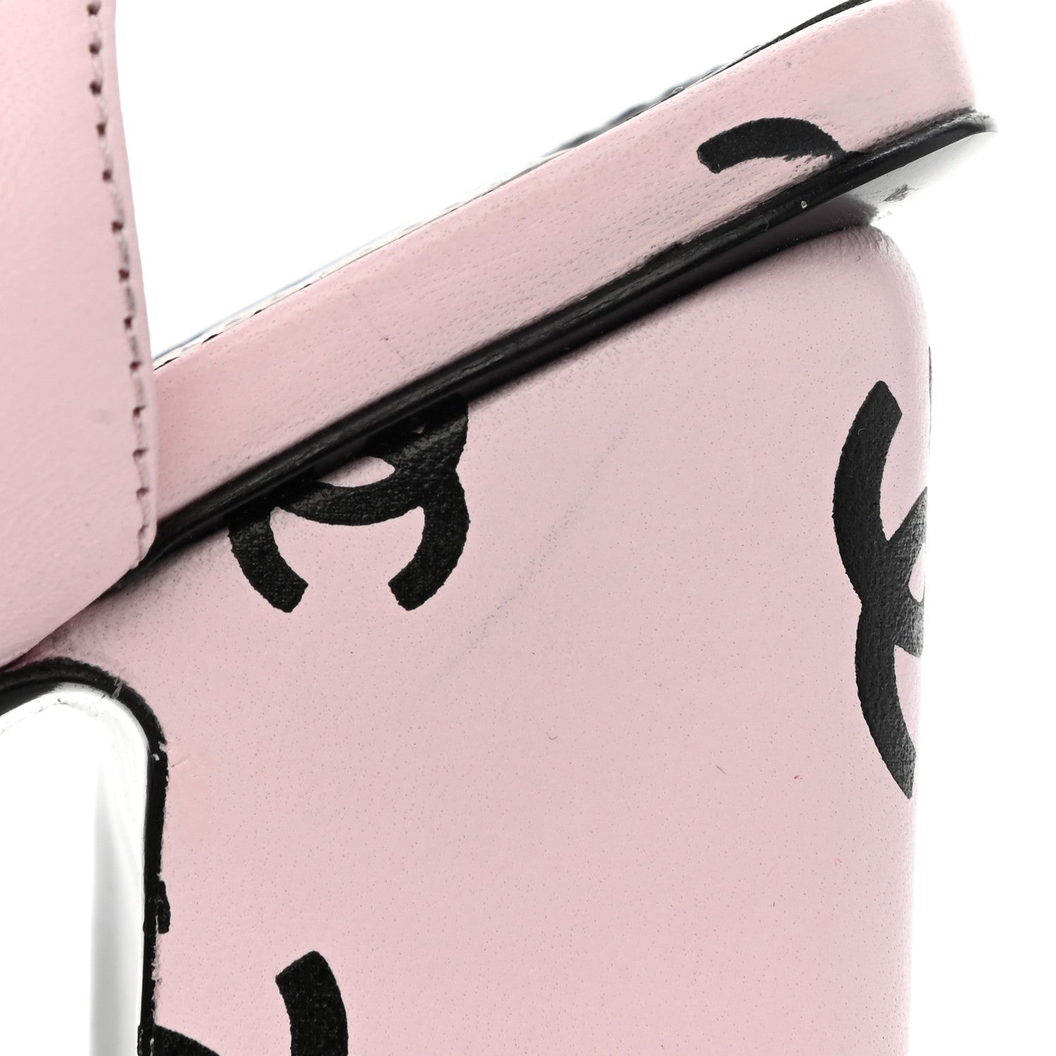 Chanel Printed Lambskin CC Sandals 38 Light Pink Black 11 of 13