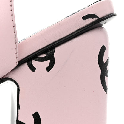 Chanel Printed Lambskin CC Sandals 38 Light Pink Black 11 of 13