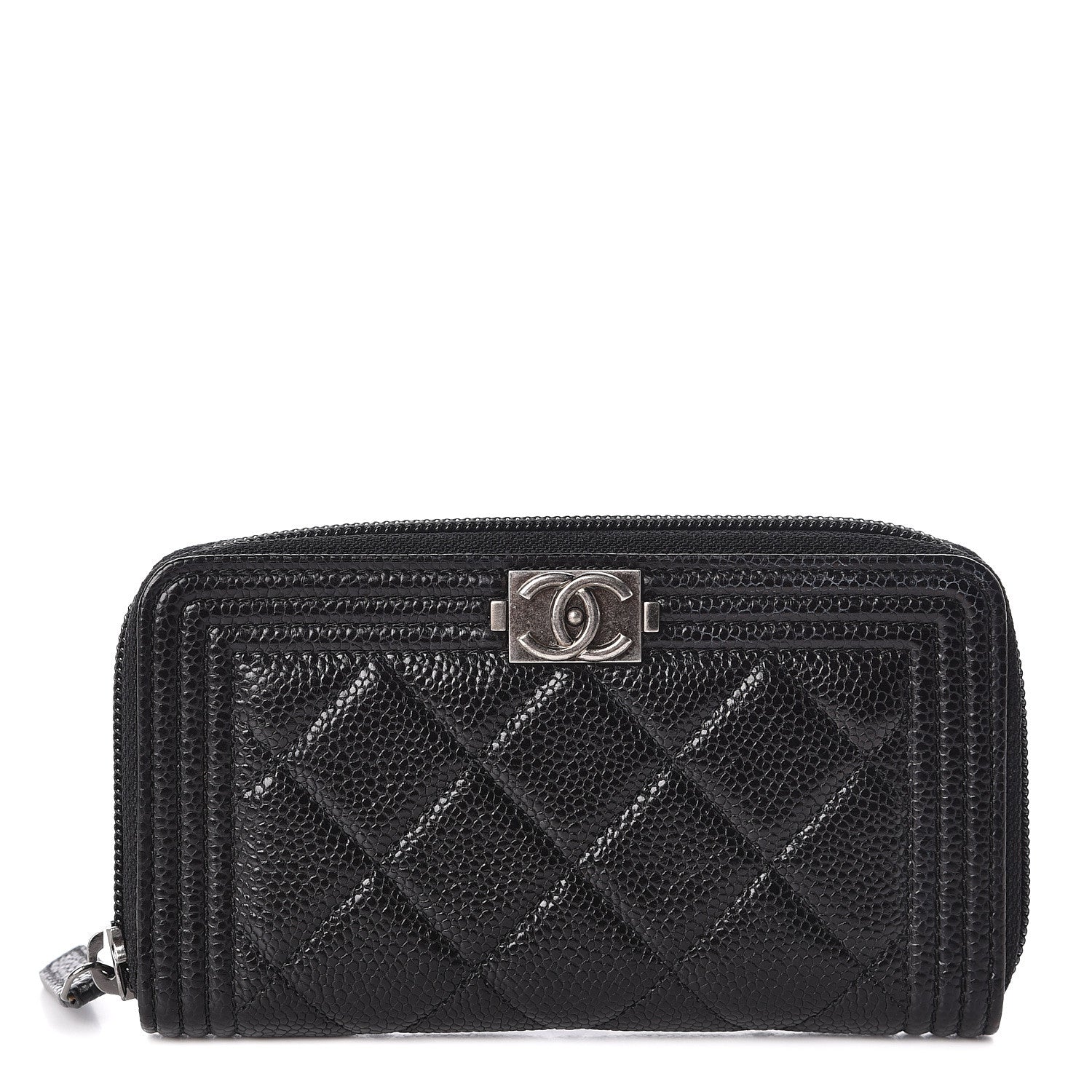 Chanel Caviar Quilted Small Boy Zip Around Wallet Black 1 of 8