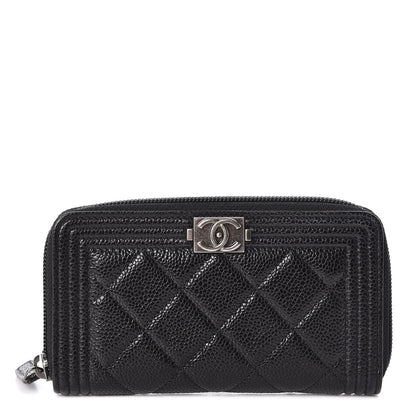 Chanel Caviar Quilted Small Boy Zip Around Wallet Black 1 of 8