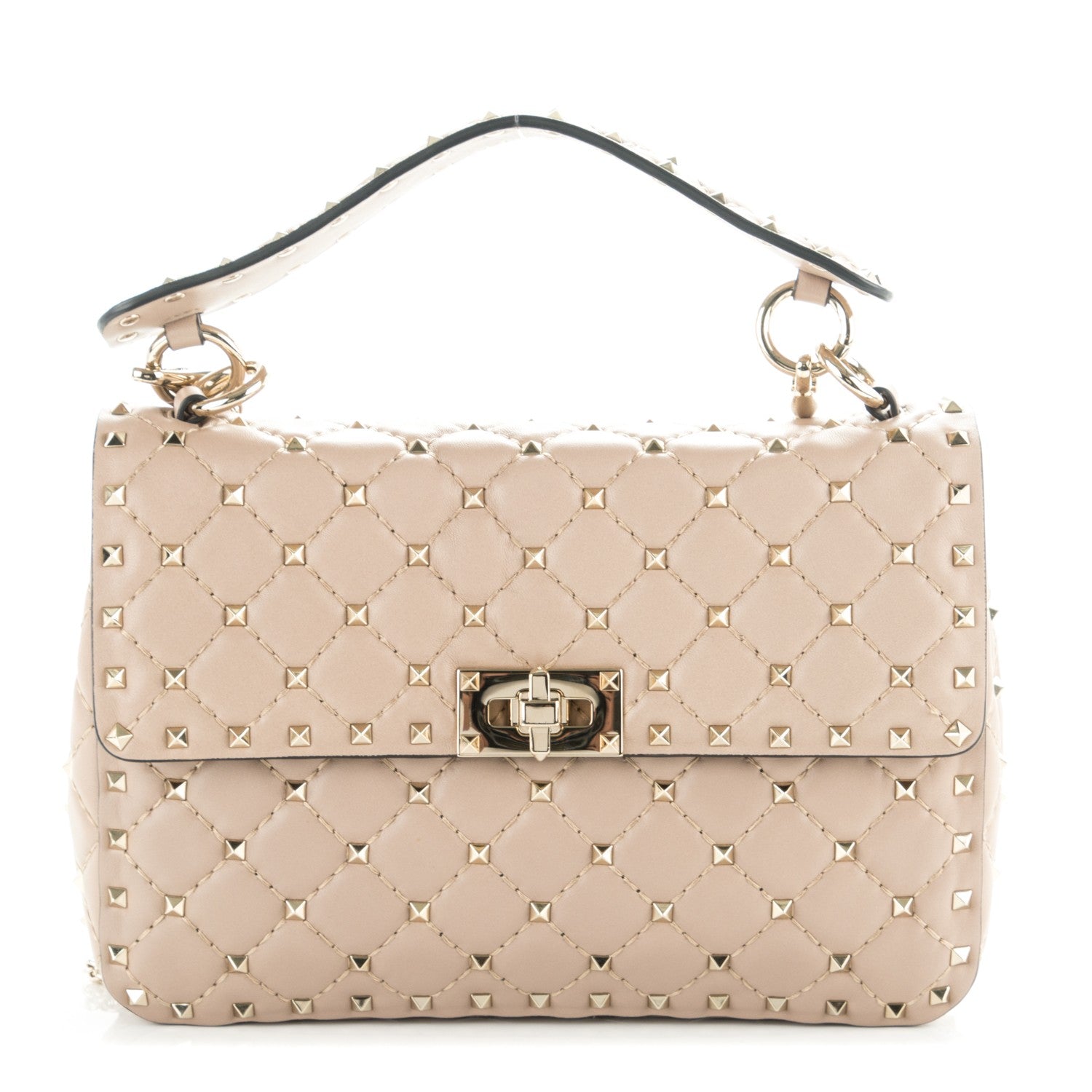 Valentino Garavani Lambskin Medium Rockstud Spike Shoulder Bag Poudre 1 of 7