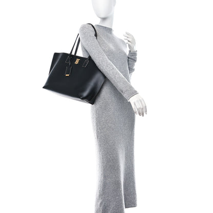 Burberry Calfskin Monogram Motif TB Medium Soft Tote Black 2 of 9