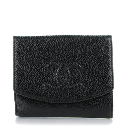 Chanel Caviar Timeless CC Compact French Wallet Black 1 of 9