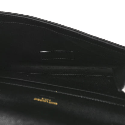 Saint Laurent Grain De Poudre Textured Mixed Matelasse Triquilt Monogram Clutch Black 5 of 9