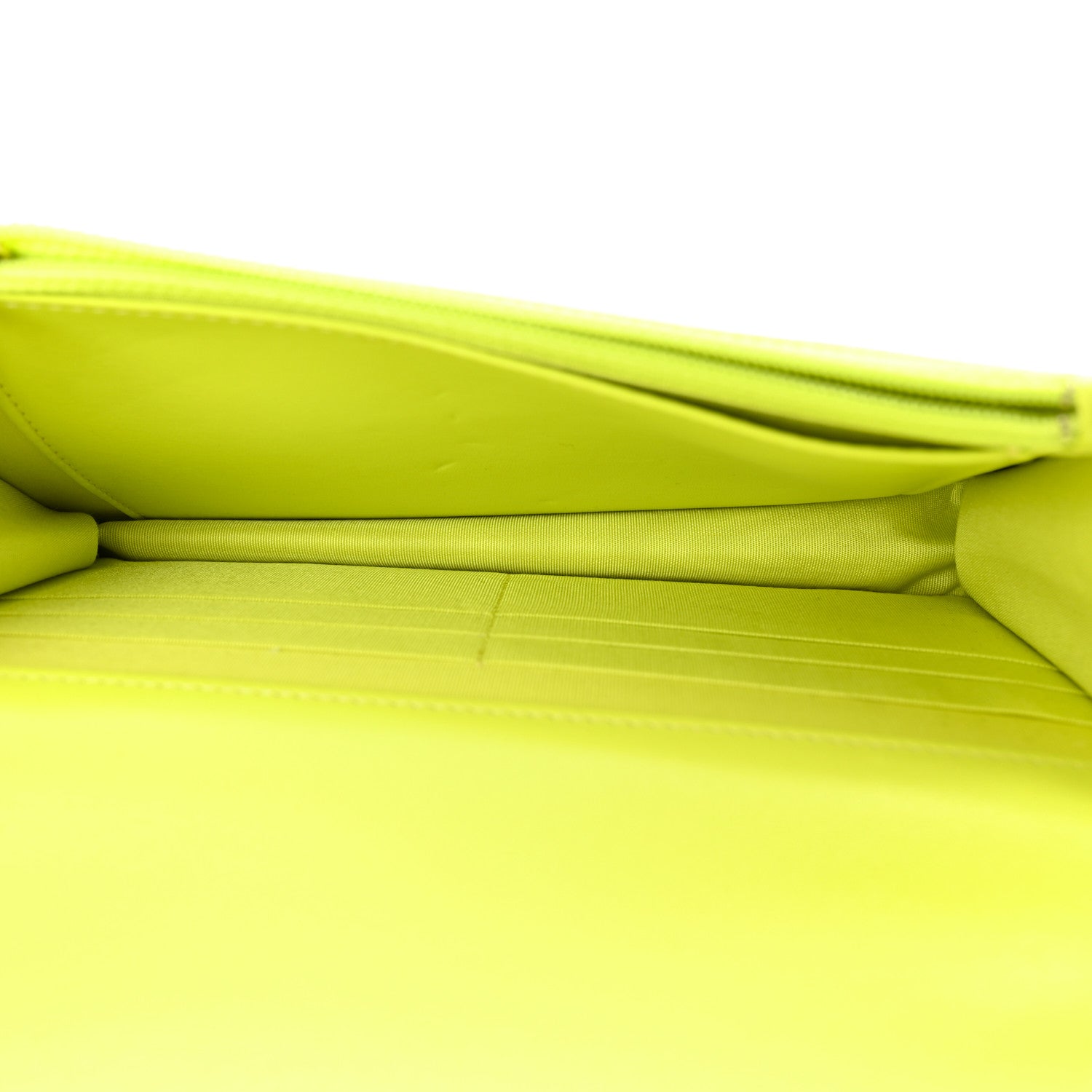 Chanel Shiny Lambskin Quilted Chanel 19 Wallet On Chain WOC Neon Yellow 5 of 13