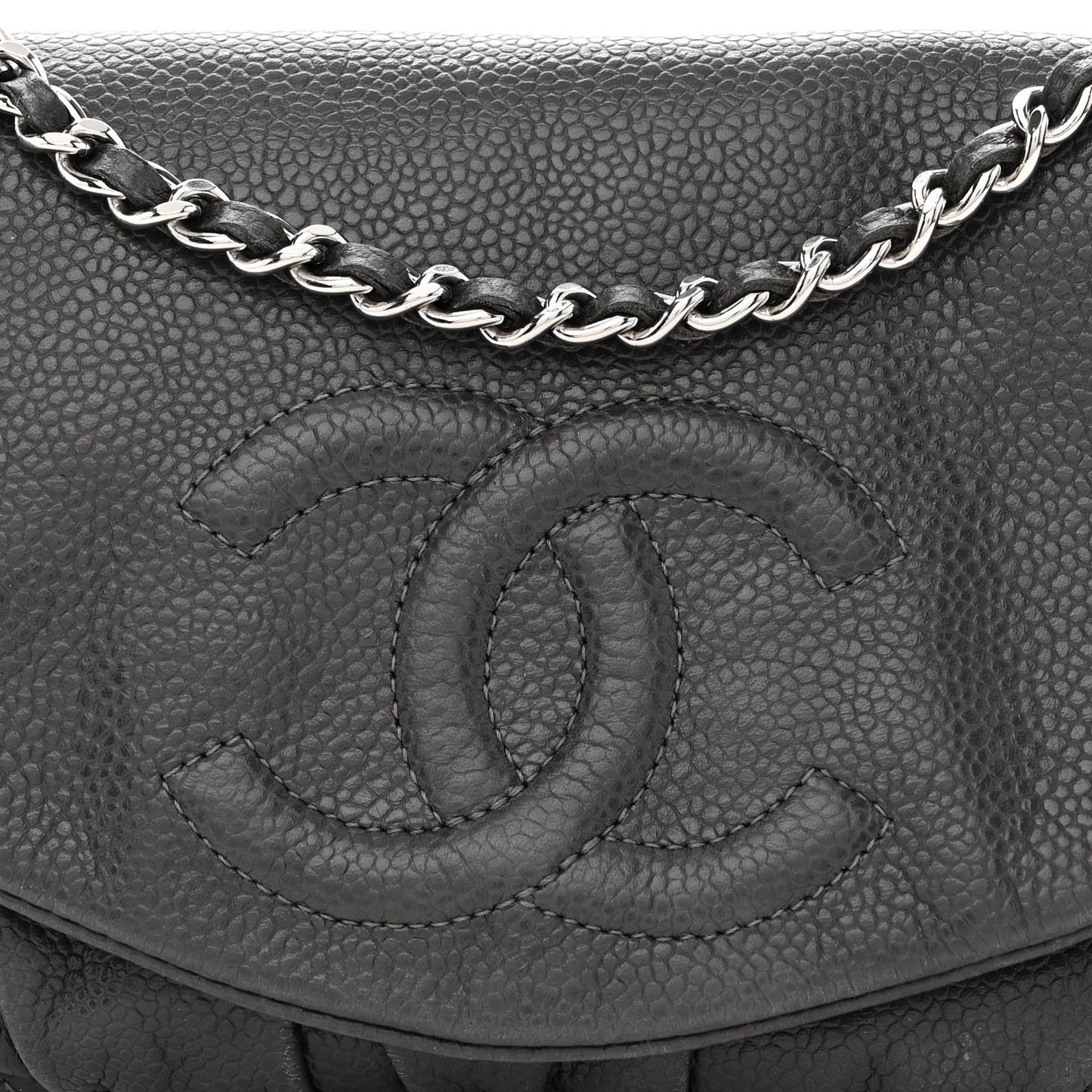 Caviar Half Moon Wallet On Chain WOC Dark Grey