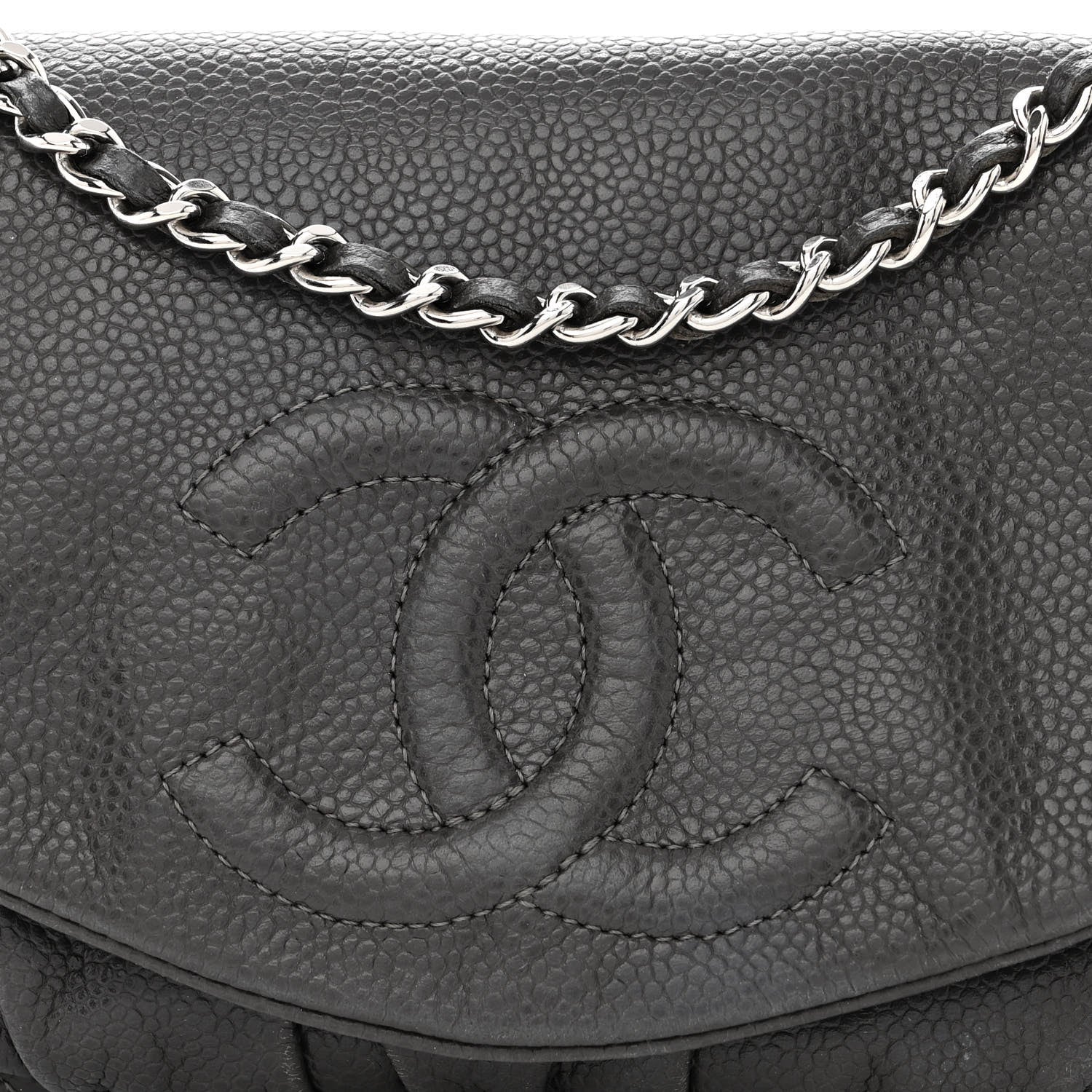 Chanel Caviar Half Moon Wallet On Chain WOC Dark Grey 9 of 11