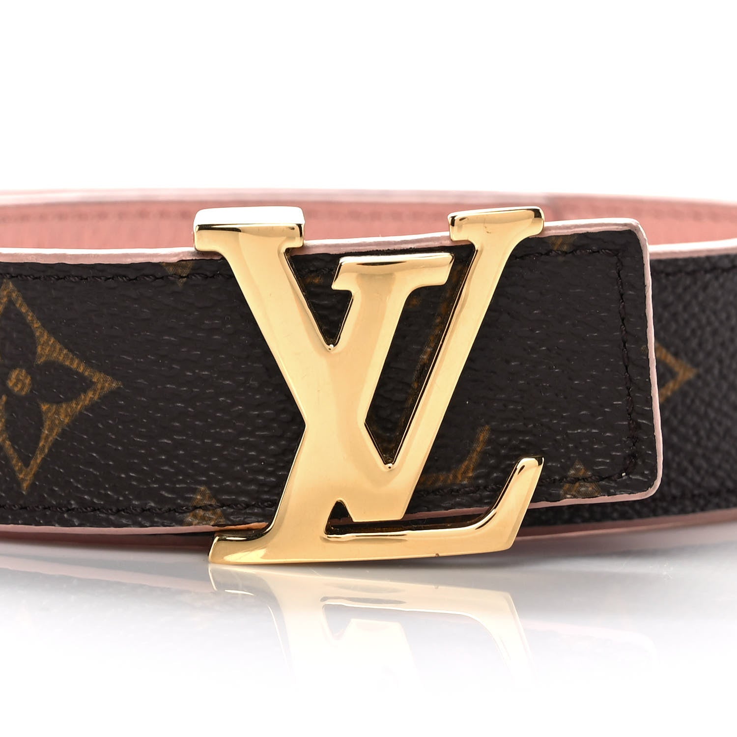 Louis Vuitton Calfskin Monogram 30mm LV Initiales Reversible Belt 80 32 Rose Poudre 4 of 5
