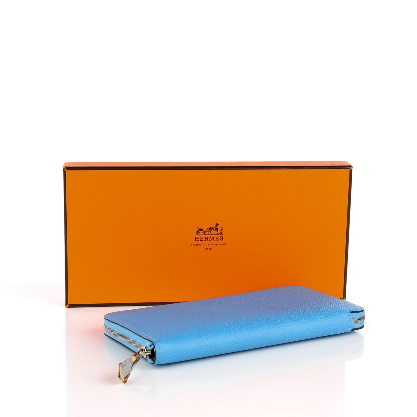 Epsom Silk'In Wallet Bleu Paradis Gris Perle