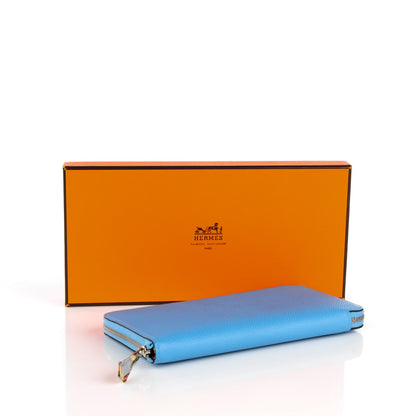 Hermes Epsom Silk'In Wallet Bleu Paradis Gris Perle 4 of 9