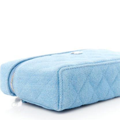 Chanel Denim Quilted Top Handle Slim Vanity Case With Chain Blue 9 of 11