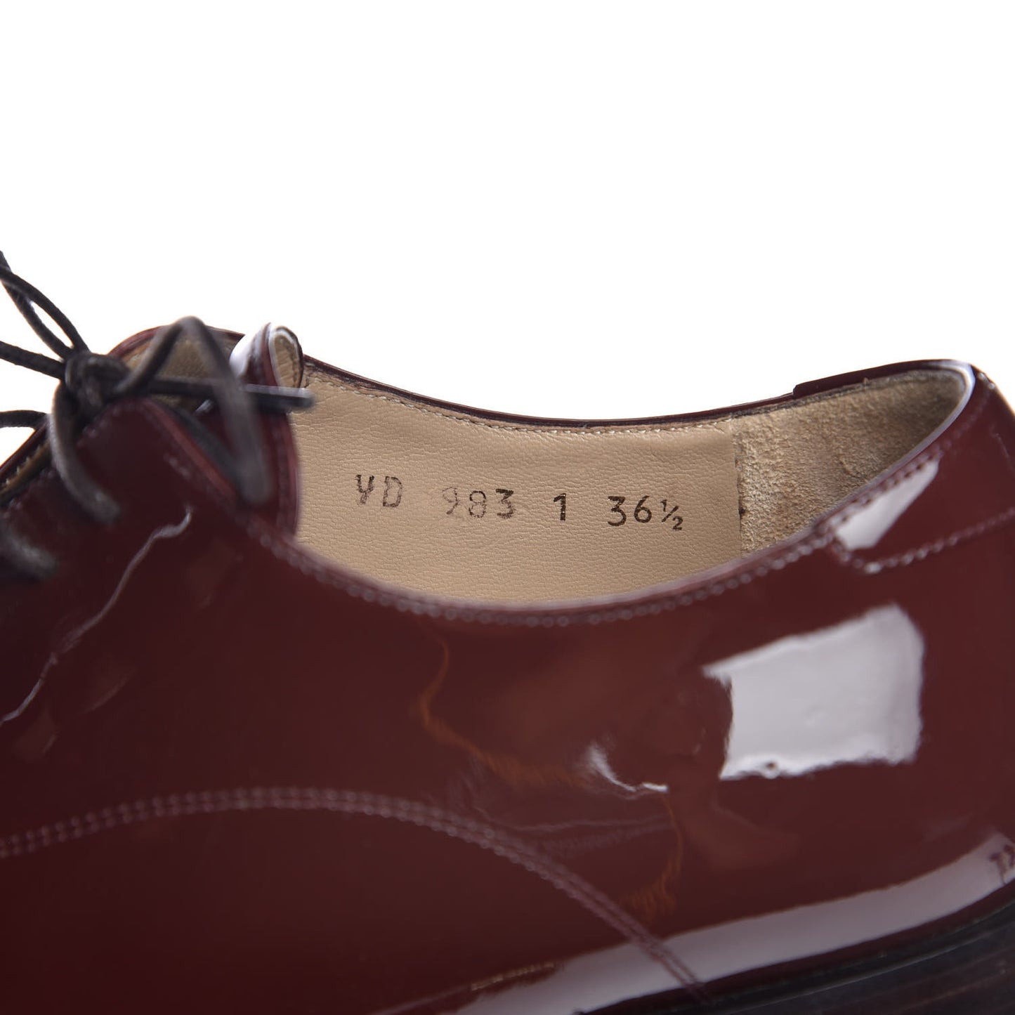 Patent Studded Cap Toe Lace Up Oxfords 36.5 Prune