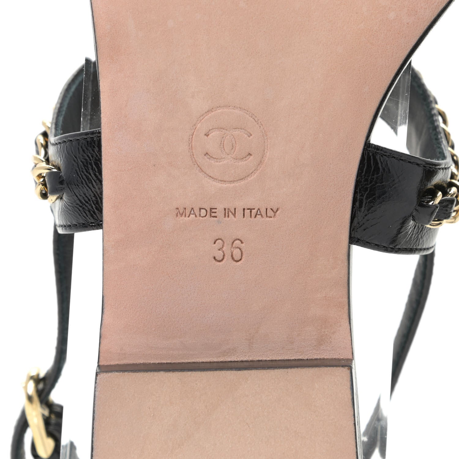 Chanel Patent Calfskin CC Chain Sandals 36 Black 11 of 13