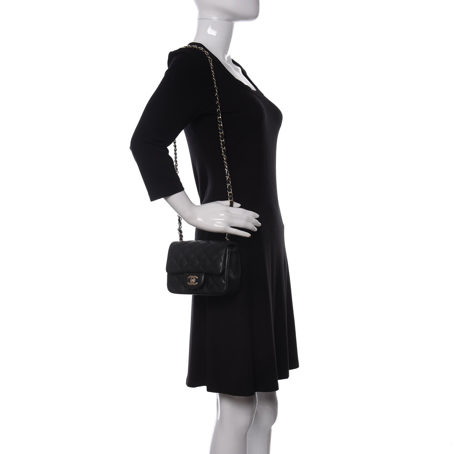 Chanel Pearly Caviar Quilted Mini Square Flap Black 2 of 10