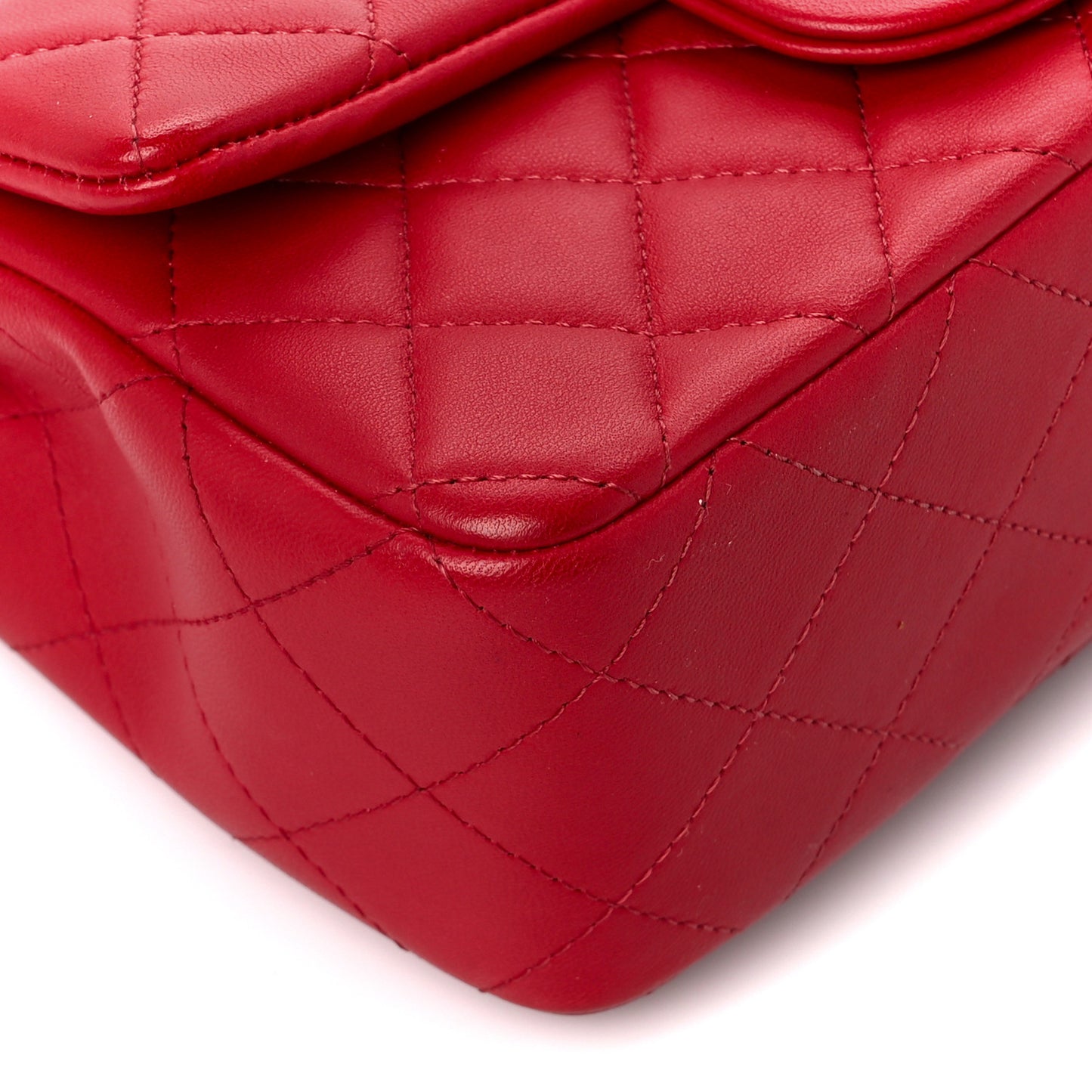 Lambskin Quilted Mini Rectangular Flap Red