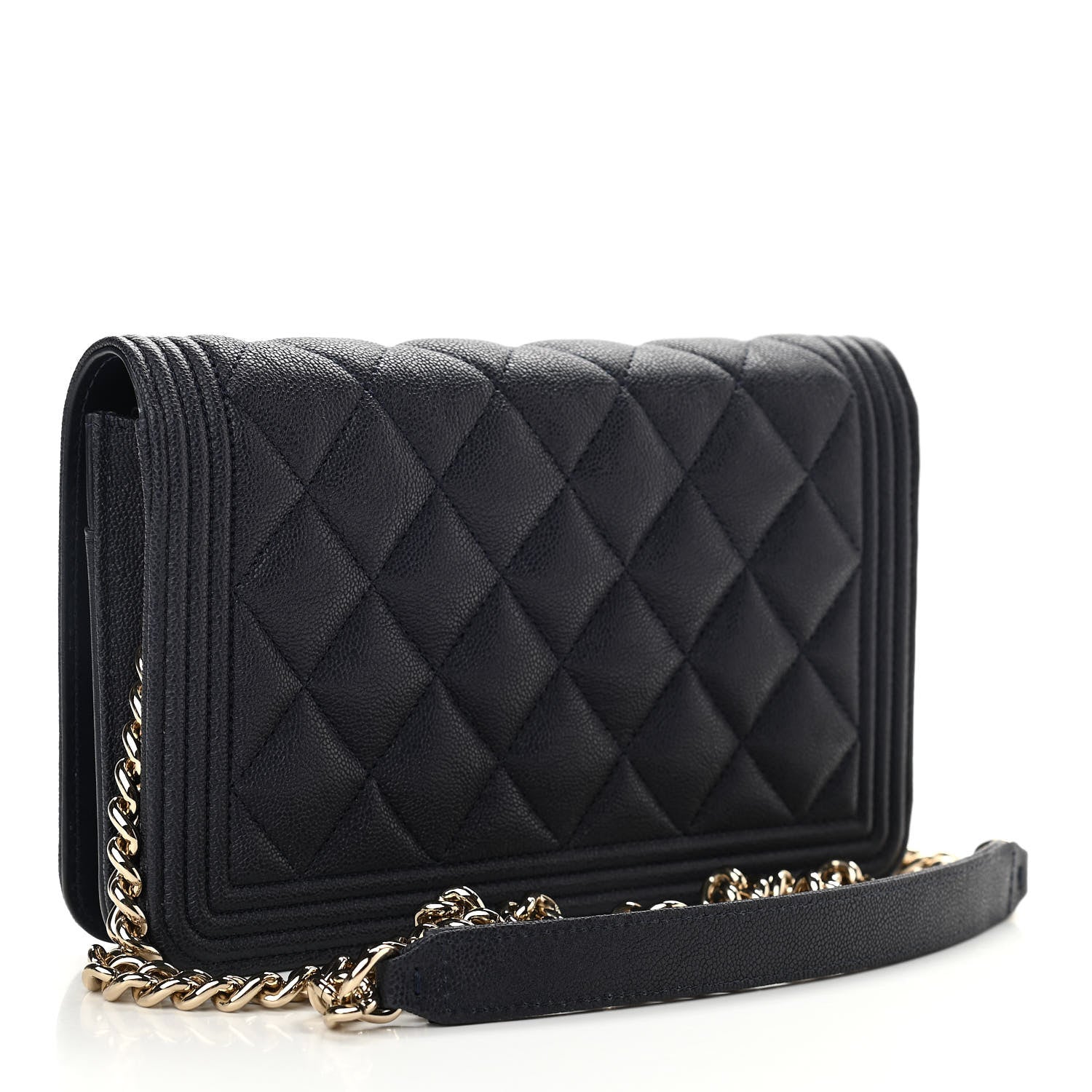 Chanel Caviar Quilted Boy Wallet On Chain WOC Navy 3 of 12